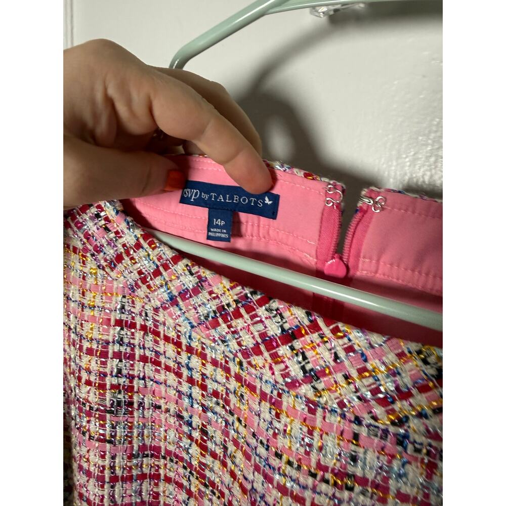 RSVP by Talbots pink tweed Elle woods sleeveless shift dress preppy size 14 P - Picture 5 of 8